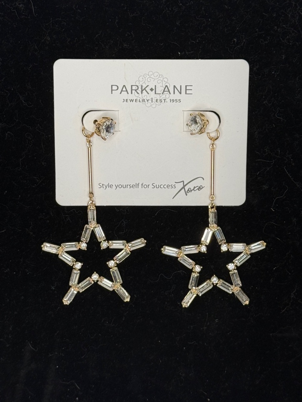 Park Lane Gold and Clear Star Dangle Earrings